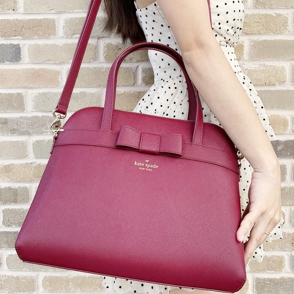 Kate spade large satchel burgundy bow SALE‼️ - Picture 6 of 8